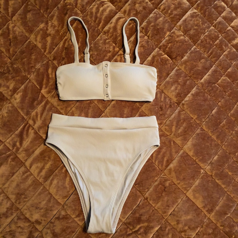 Aerie Ribbed tan bikini. S top & size M bottom